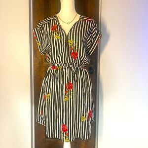 Speed Control Black & White Striped Rose Dress